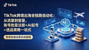 TikTok跨境出海全链路自动化:从流量到留量,账号批量注册+AI起号+选品策略一站式-资源站