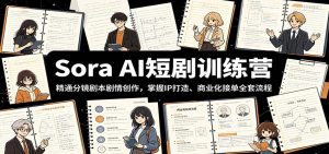 Sora AI短剧训练营:精通分镜剧本剧情创作,掌握IP打造、商业化接单全套流程-资源站