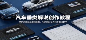 汽车垂类解说创作教程：爆款流量底层逻辑拆解，AI文案配音剪辑多赛道教学-资源站