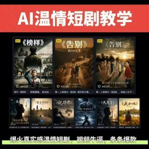 抖音58W粉丝博主的AI温情短剧玩法，条条爆款，伙伴计划+精选独家收益，商单收徒等(更新6月)-资源站