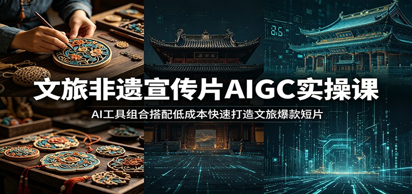 文旅非遗宣传片AIGC实操课:AI工具组合搭配低成本快速打造文旅爆款短片-资源站