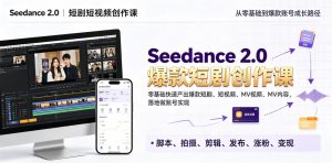 Seedance 2.0短剧短视频创作课,零基础快速产出爆款短剧、短视频、MV内容,落地做账号实现变现-资源站