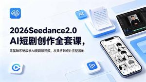 2026Seedance2.0AI短剧创作全套课,零基础系统教学AI漫剧短视频,从灵感到成片完整落地-资源站