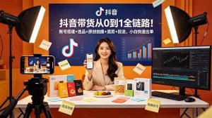 抖音带货从0到1全链路!账号搭建+选品+原创拍摄+混剪+投流,小白快速出单-资源站