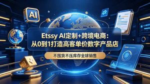 Etsy AI定制+跨境电商:从0到1打造高客单价数字产品店,不囤货不压库存全球销售-资源站