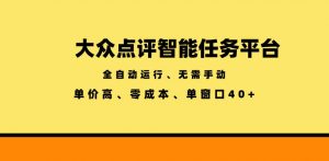 大众点评智能任务平台,全自动运行、无需手动,单价高、零成本、单窗口40+【揭秘】-资源站