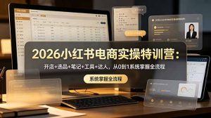 2026小红书电商实操特训营:开店+选品+笔记+工具+达人,从0到1系统掌握全流程-资源站