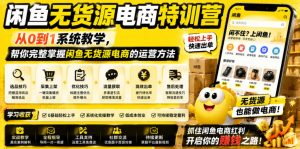 闲鱼无货源电商特训营,从0到1系统教学,帮你完整掌握闲鱼无货源电商的运营方法-资源站