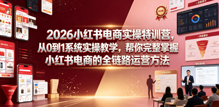 2026小红书电商实操特训营，从0到1系统实操教学，帮你完整掌握小红书电商的全链路运营方法-资源站