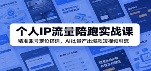 个人IP流量陪跑实战课:精准账号定位搭建,AI批量产出爆款短视频引流-资源站