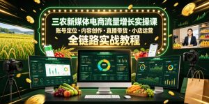 三农新媒体电商流量增长实操课,账号定位・内容创作・直播带货・小店运营,全链路实战教程-资源站