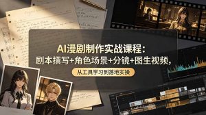 AI漫剧制作实战课程:剧本撰写+角色场景+分镜+图生视频,从工具学习到落地实操-资源站