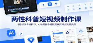 两性科普短视频制作课：选题标注合规技巧，AI绘图指令搭配剪映剪辑全流程实操-资源站