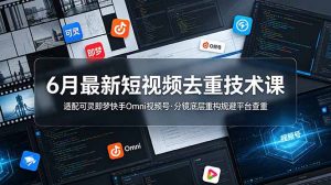 6月最新短视频去重技术课，适配可灵即梦快手Omni视频号，分镜底层重构规避平台查重-资源站