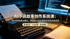 AI小说故事创作系统课：10分钟极速出爆文，零基础小白也能轻松实现内容变现-资源站