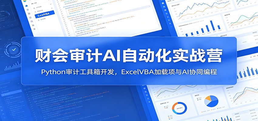 财会审计AI自动化实战营：Python审计工具箱开发，ExcelVBA加载项与AI协同编程-资源站