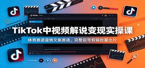 TikTok中视频解说变现实操课：体育赛道温情文案赛道，完整起号剪辑批量出片-资源站