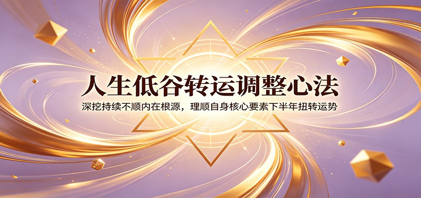 人生低谷转运调整心法：深挖持续不顺内在根源，理顺自身核心要素下半年扭转运势-资源站