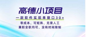 高德小项目，一款软件实现单窗口+、零成本、可矩阵、零人工、兼职全职均可、没有时间限制-资源站