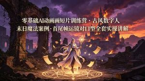 零基础AI动画短片训练营，古风数字人末日魔法案例，首尾帧运镜对口型全套实操讲解-资源站