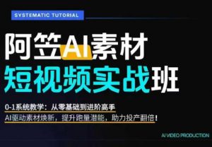 AI视频素材实战班，0-1系统教学，从零基础到进阶高手AI驱动素材焕新，提升跑量潜能，助力投产翻倍-资源站