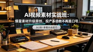 AI视频素材实战班：爆量素材升级原创，投产翻倍不再是口号，0-1系统教学实战落地-资源站