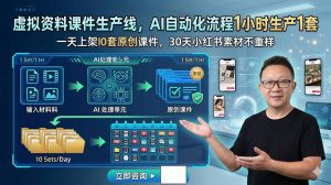 虚拟资料课件生产线，AI自动化流程1小时生产1套，一天上架10套原创课件，30天小红书素材不重样-资源站