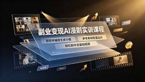 副业变现AI漫剧实训课程,智能体辅助生成分镜,参考素材批量出片,轻松制作流量短视频-资源站