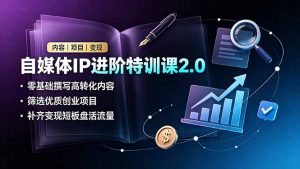 自媒体IP进阶特训课2.0,零基础撰写高转化内容,筛选优质创业项目,补齐变现短板盘活流量-资源站