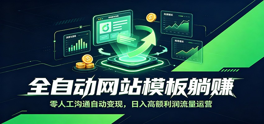 全自动网站模板躺赚:零人工沟通自动变现,日入高额利润流量运营-资源站