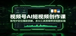 视频号AI短视频创作课:账号IP定位爆款拆解,多AI工具剪辑带货短剧实操-资源站