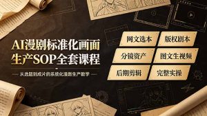 AI漫剧标准化画面生产SOP全套课程,网文选本版权剧本分镜资产全覆盖,图文生视频后期剪辑完整实操教学-资源站
