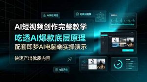 AI短视频创作完整教学,吃透AI爆款底层原理,配套即梦AI电脑端实操演示,快速产出优质内容-资源站