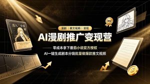 AI漫剧推广变现营,零成本拿下番茄小说官方授权,AI一键生成剧本分镜批量做爆款推文视频-资源站