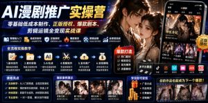 AI漫剧推广实操营|零基础低成本制作、正版授权、爆款剧本、剪辑运镜全变现实战课-资源站