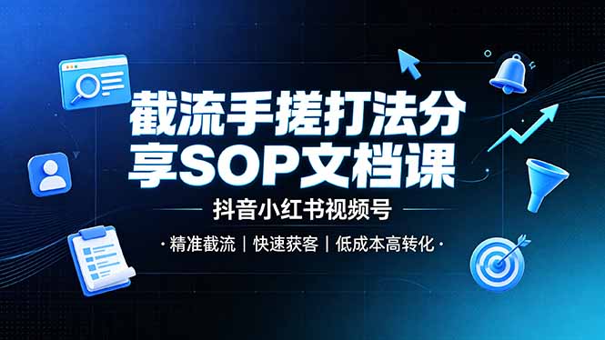 截流手搓打法分享SOP文档课，抖音小红书视频号丨精准截流，快速获客，低成本高转化-资源站
