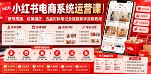 小红书电商系统运营课｜账号搭建、店铺铺货、选品对标笔记全链路新手实操教程-资源站