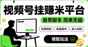 最新视频号挂G賺米平台，自带脚本，长期能做，简单无脑【揭秘】-资源站