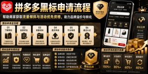 拼多多黑标申请流程，帮助商家获取流量倾斜与活动优先资格，助力品牌溢价与转化-资源站