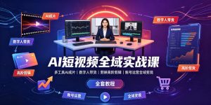 AI短视频全域实战课｜多工具AI成片、数字人带货、剪映高阶剪辑、账号运营全域变现全套教程-资源站