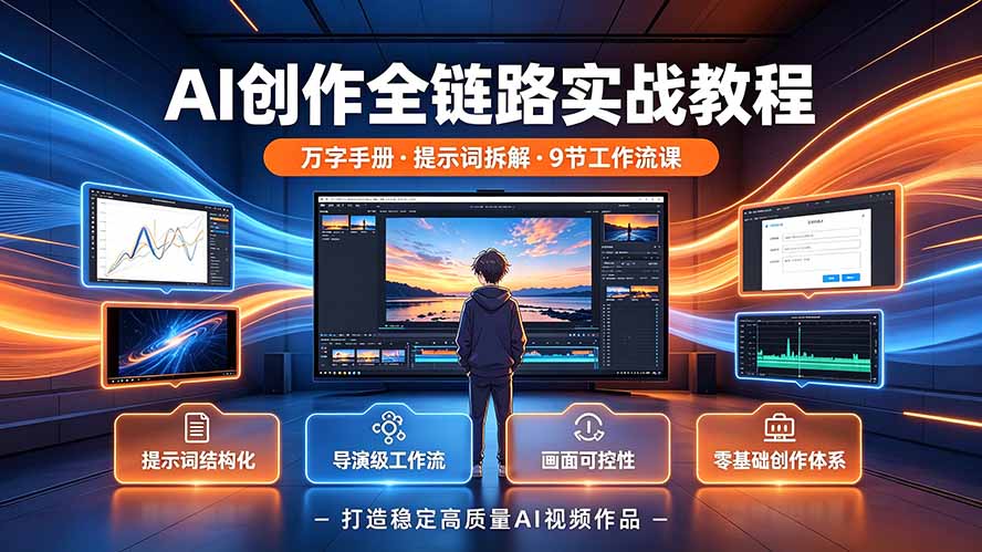 AI创作全链路实战教程｜万字手册·提示词拆解·9节工作流课，打造稳定高质量AI视频作品-资源站