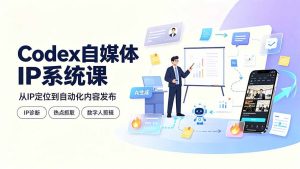 Codex自媒体IP系统课：IP诊断/热点抓取/IP蒸馏 Skill，爆款复刻数字人多平台自动发布教程-资源站