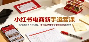小红书电商新手运营课：账号注册养号全流程，类目选品铺货文案制作落地教程-资源站