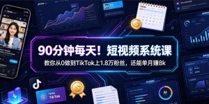 90分钟每天!短视频系统课教你从0做到TikTok上1.8万粉丝,还能单月賺8k【原创双语字幕】-资源站