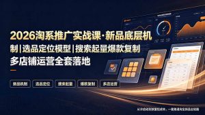 2026淘系推广实战课·新品底层机制|选品定位模型|搜索起量爆款复制多店铺运营全套落地教程-资源站