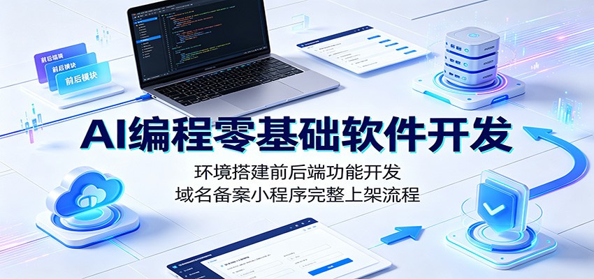 AI编程零基础软件开发:环境搭建前后端功能开发,域名备案小程序完整上架流程-资源站