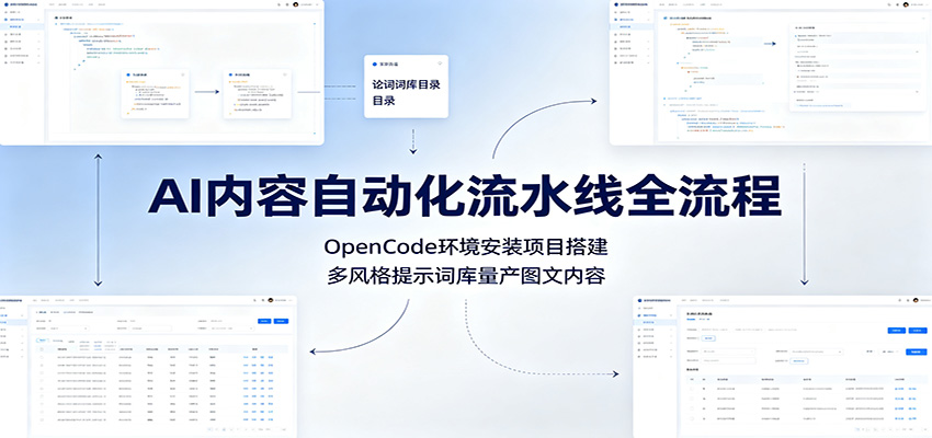 AI内容自动化流水线全流程：OpenCode环境安装项目搭建，多风格提示词库量产图文内容-资源站