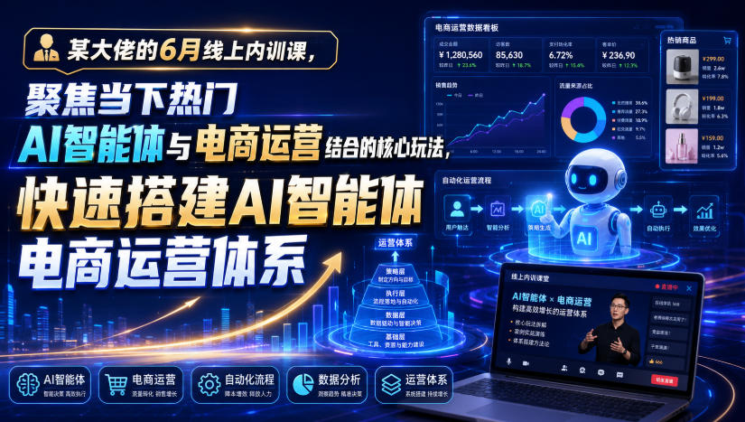 某大佬的6月线上内训课，聚焦当下热门AI智能体与电商运营结合的核心玩法，快速搭建AI智能体电商运营体系-资源站