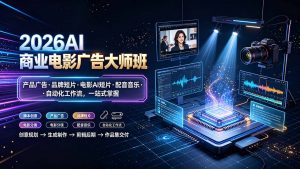 2026AI商业电影广告大师班：产品广告·品牌短片·电影AI短片·配音音乐·自动化工作流，一站式掌握-资源站