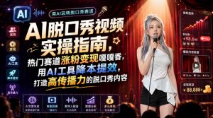 AI脱口秀视频实操指南，热门赛道涨粉变现嘎嘎香，用AI工具降本提效，打造高传播力的脱口秀内容-资源站